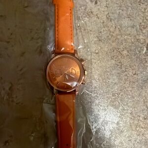 Elegant Orange Leather Strap Watch